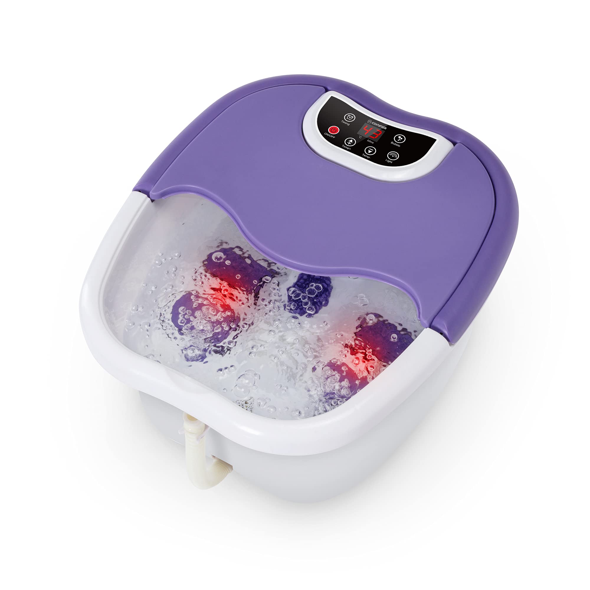 Comfier Foot Spa Bath Massager with Heat,Foot Bath Soak,Red Light,Bubbles,Pedicure Foot Spa Tub,Adjustable Temperature,Foot Spa with Heat and Massage and Jets for Feet Relax,Gifts for Women,Men