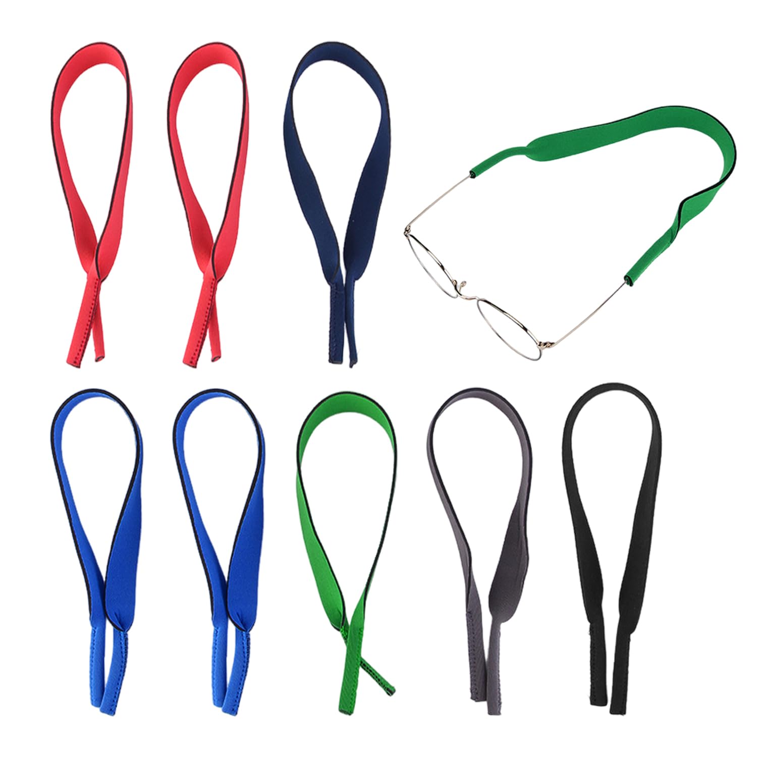 GDFHBD 8 Sports Glasses Ropes, Elastic Anti-Lost Swimming Accessories, Ultra-Wide Sponge Diving Ropes, Suitable For Glasses And Sunglasses.