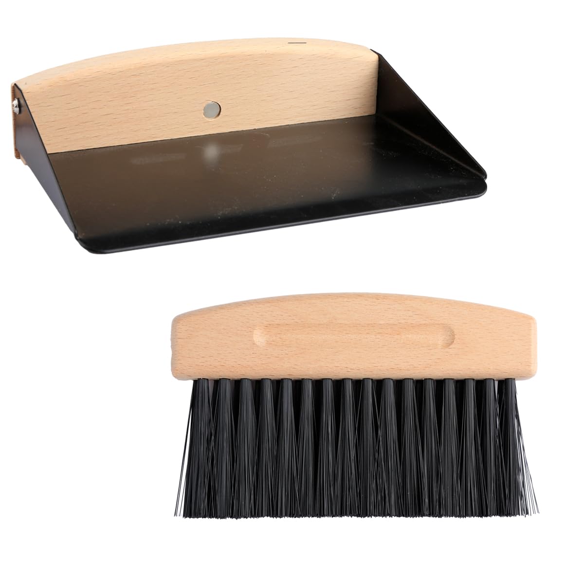 Thyonta Black Mini Dustpan And Brush - Wooden Portable Desk Cleaning Set For Sweeping Tabletop Countertop Tables (Black)