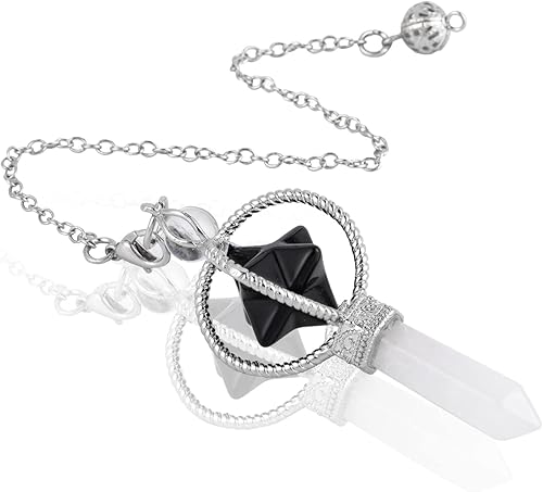 Péndulos de cristal curativo de chakras para adivinación de radiestesia, colgante de cristal curativo de energía, piedra curativa hexagonal