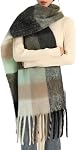 Chunky Winter Scarfs for Women Cold Weather Warm Knit Thick Plaid Scarf Long Large Oversized Checked Scarves