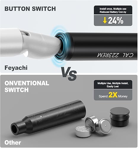 Miniatura 10 de Feyachi Láser de avistamiento de calibre .223 0.219 in0.354 in Red Dot Laser Boresighter para pistola pistola con interruptor de cola incluido