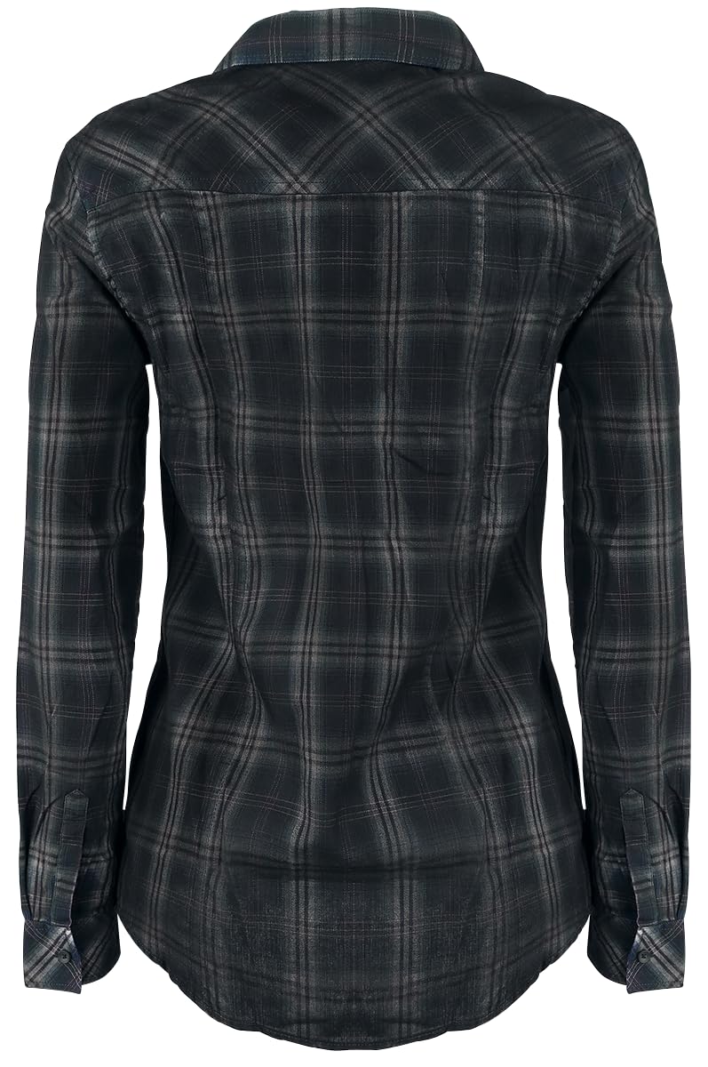 Black Premium by EMP Damen blau-graues Kariertes Hemd