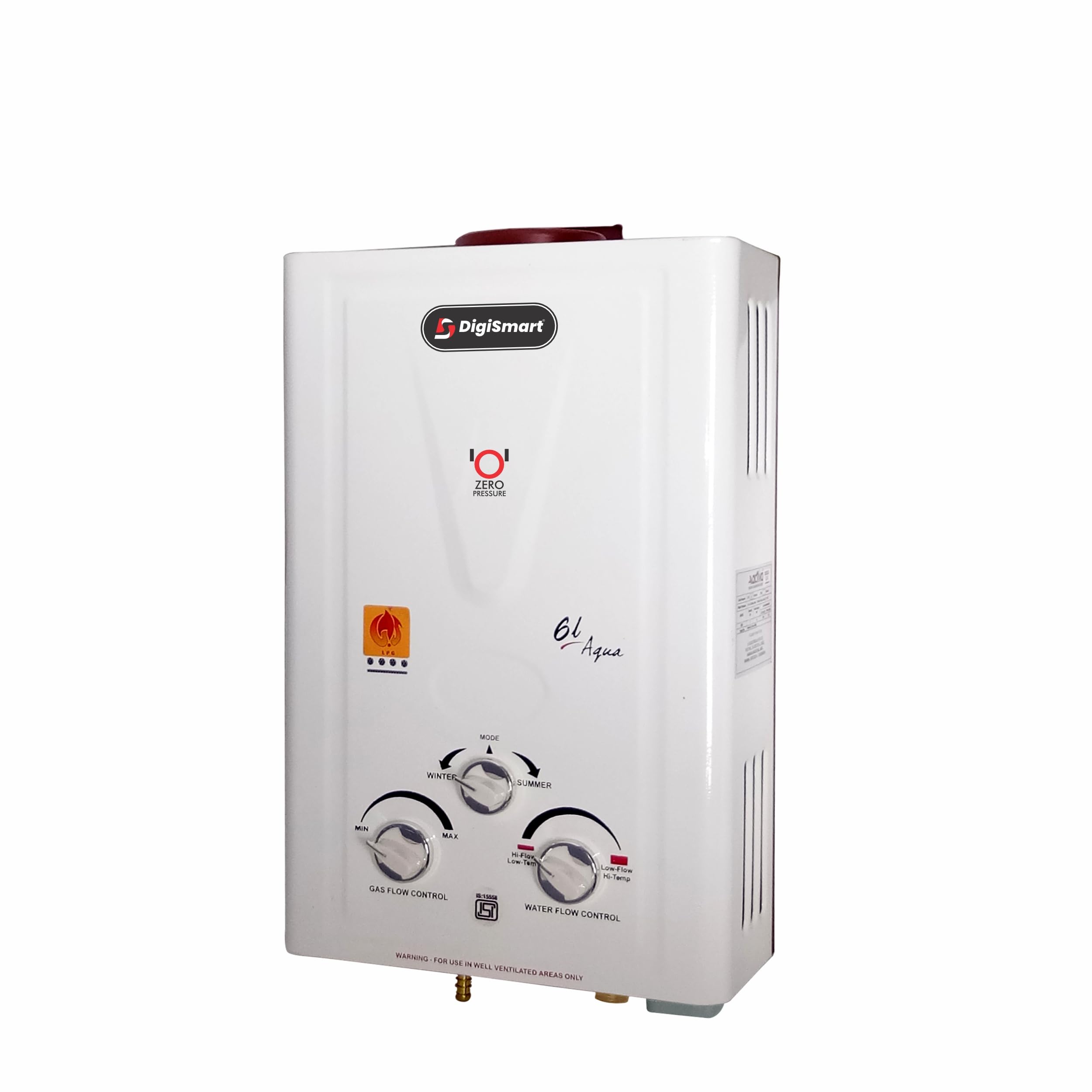 DIGISMART Aqua LPG Instant Gas Water Heater Special Anti Rust Coating Body with 100% Copper Tank ISI Approved (Ivory) 1 Year Warranty