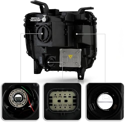 Miniatura 3 de ACANII - Para modelo HIDXenon 2016 2017 2018 GMC Sierra 1500 LED DRL proyector faro reemplazo - Conductor