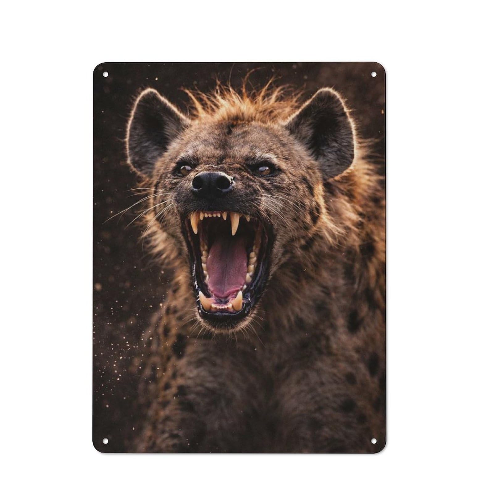 Junmoney Style-19 Retro-Style Tin Sign 40X30cm Featuring Aggressive Hyena Roaring For Hallway Wall, For Garage, Workshop And Man Cave Decoration