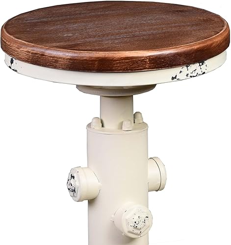 Miniatura 4 de Topower Taburete de bar industrial vintage antiguo de madera maciza, diseño de boca de incendios, café, café, industrial, juego de 4, blanco antiguo