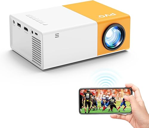 PVO Proyector WiFi portátil Mini proyectores 1080P, la pantalla del teléfono se puede reflejar en un proyector de video a través de WiFi,