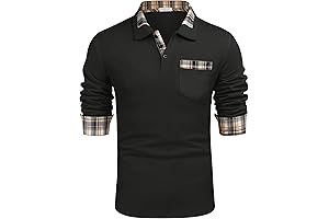 Men's Long Sleeve Collared Plaid Button Down Shirt