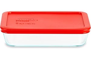 Pyrex Glass Storage Containers with Snug-Fit, Non-Toxic Plastic Lids