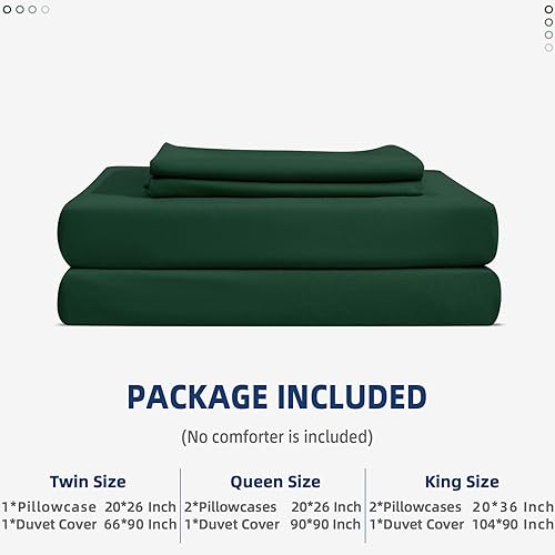 Miniatura 7 de Argstar Juego de funda de edredón de 2 piezas con cierre de botón tamaño individual funda de edredón verde oscuro con botones 100 microfibra suave y