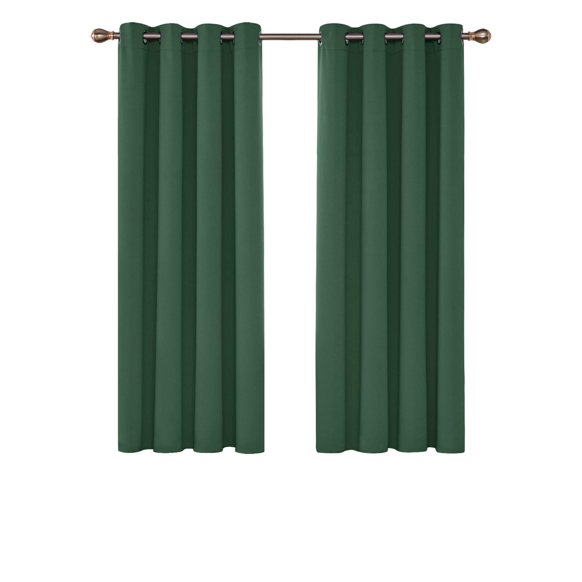Deconovo Home Decorative Thermal Insulated Curtains Blackout Curtains Eyelet Curtains for Girls Bedroom Dark Green W52 x L54 Inch Two Panels