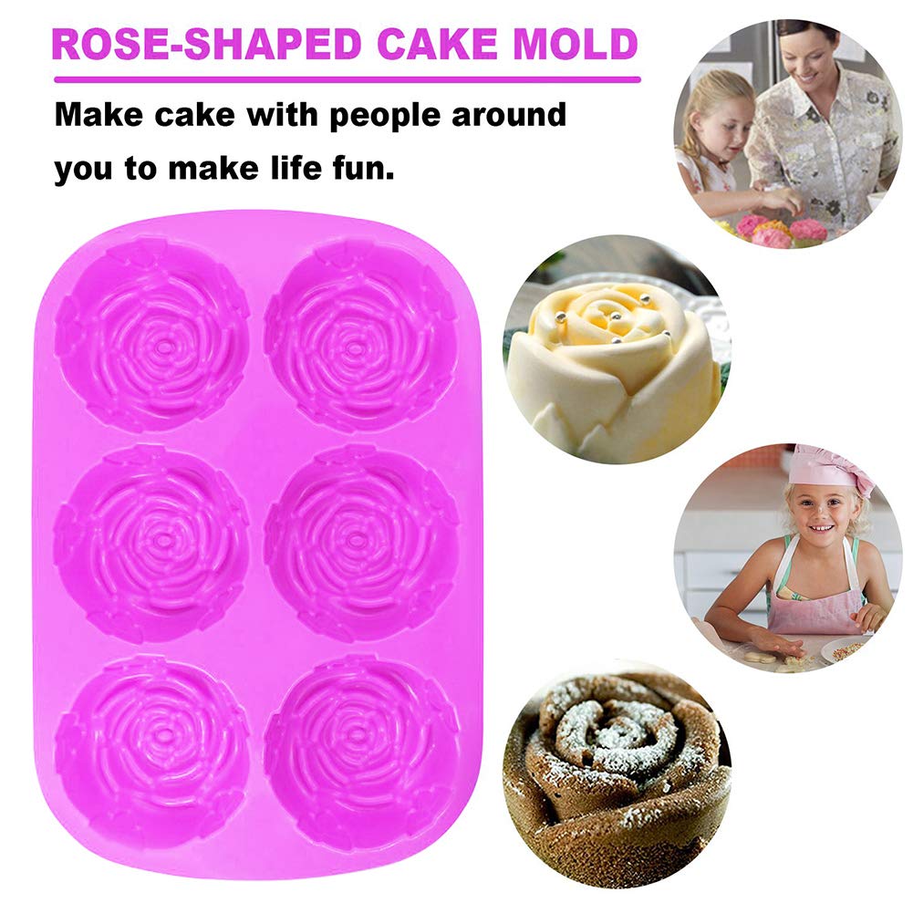 Stampo Silicone Rosa A Forma Di Fiore - 3 Pezzi, Per Dolci, Saponi, Cioccolatini, Forno E Freezer - Foto 4