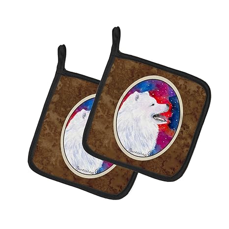 Caroline's Treasures Samoyed Pair of Pot Holders SS8752PTHD, 7.5HX7.5W, Multicolor