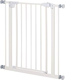 PawHut Pressure Fit Safety Gate, Adjustable Dog Gate, Pet Barrier for for Doorways, Staircases and Hallways with Auto Close, Double Locking, Opening 74-80cm, White