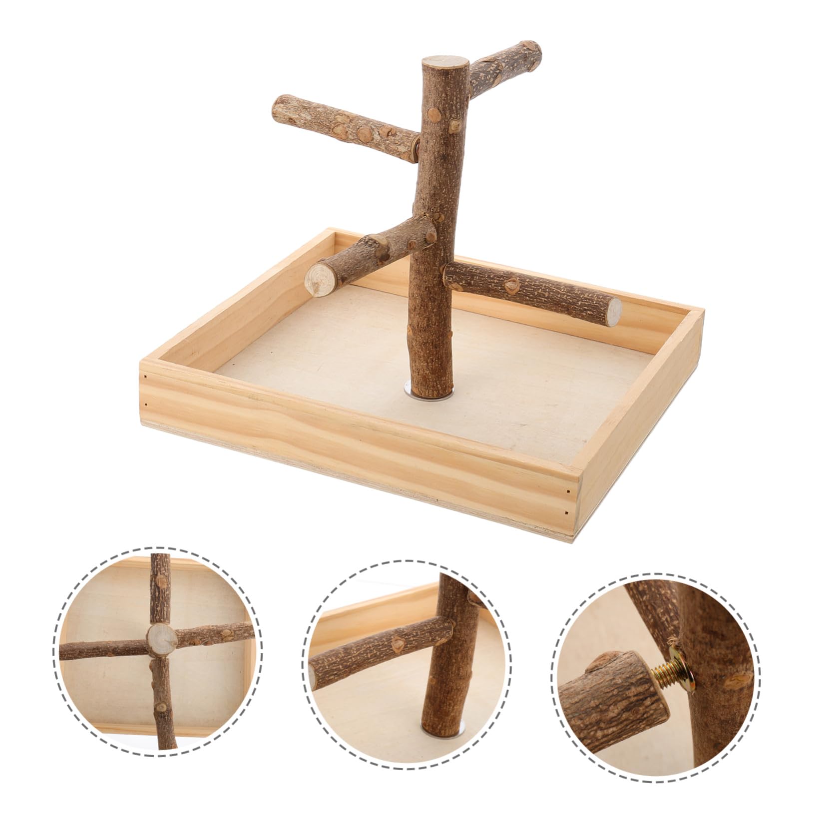 SHINEOFI de Loros de Madera para Entrenamiento, Juguete para Aves Pequeñas, Soporte Resistente de Madera Natural, Tamaño Pequeño, Uso en Jaula Interior y Exterior, Adecuado