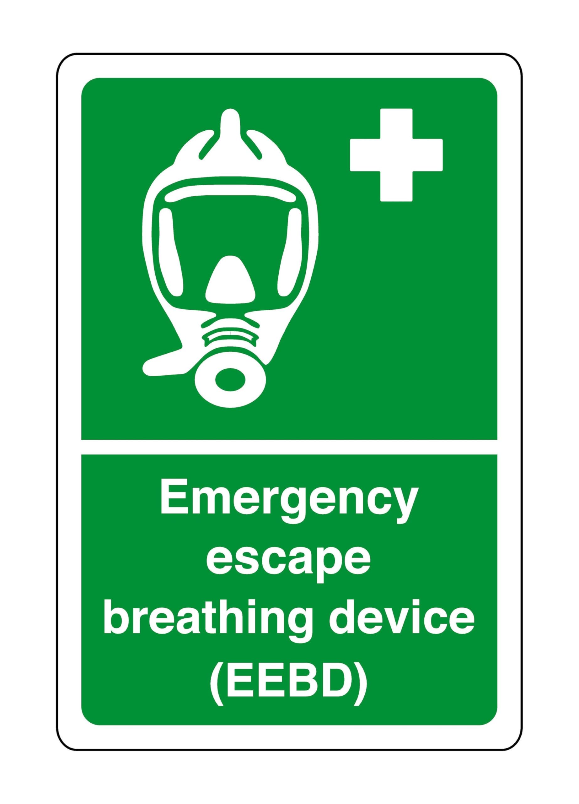 Safety First Display Ltd Green/White Emergency Escape Breathing Device (Eedb) - Safety Sign, Health & Safety Signage, Workplace Safety, 1.2Mm Rigid Plastic For Indoor/Outdoor Usage (300Mm X 200Mm) Viewing Distance Within 7M.