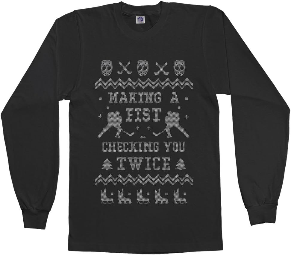Threadrock Big Girls' Hockey Ugly Christmas Youth L/S T-Shirt