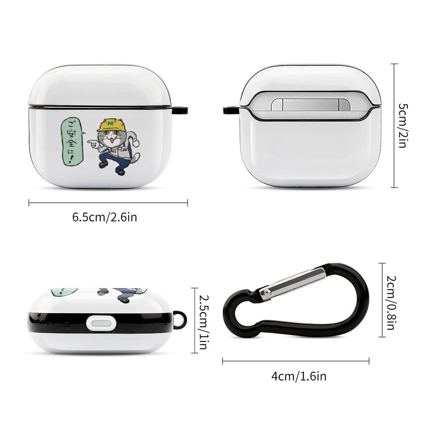 AirPods 3 ケース 猫型 耐衝撃 落下防止 緩衝性 白 Amazon | 仕事猫 現場猫 AirPods 3 対応 ケース カバー 落下防止 保護