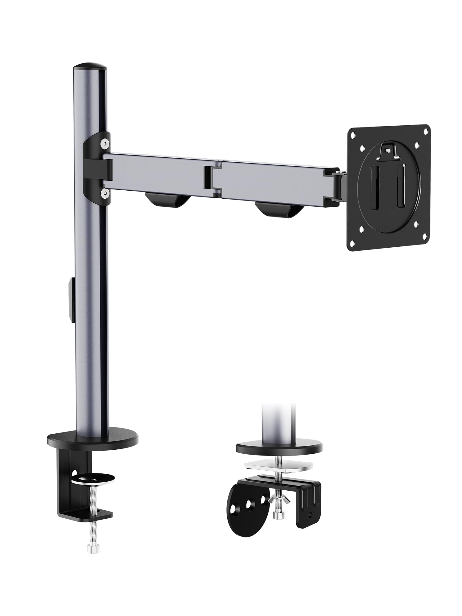 Ibergrif Soporte de Monitor para Pantallas de 13 a 32 Pulgadas, Brazo Ajustable en Altura para Monitore de hasta 8 kg, Dos Opciones de Montaje, Inclinación, Giro y Rotación, VESA 75/100mm, MA002