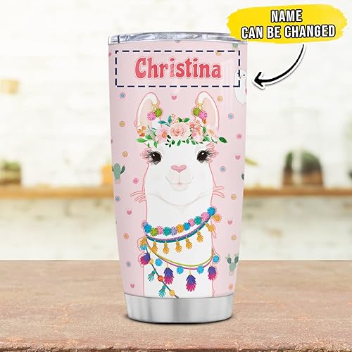 Miniatura 2 de wowcugi Regalos de llama para mujeres y niñas, amantes de los animales, vaso de llama personalizado de 20 onzas, 30 onzas, patrón de cactus, vasos
