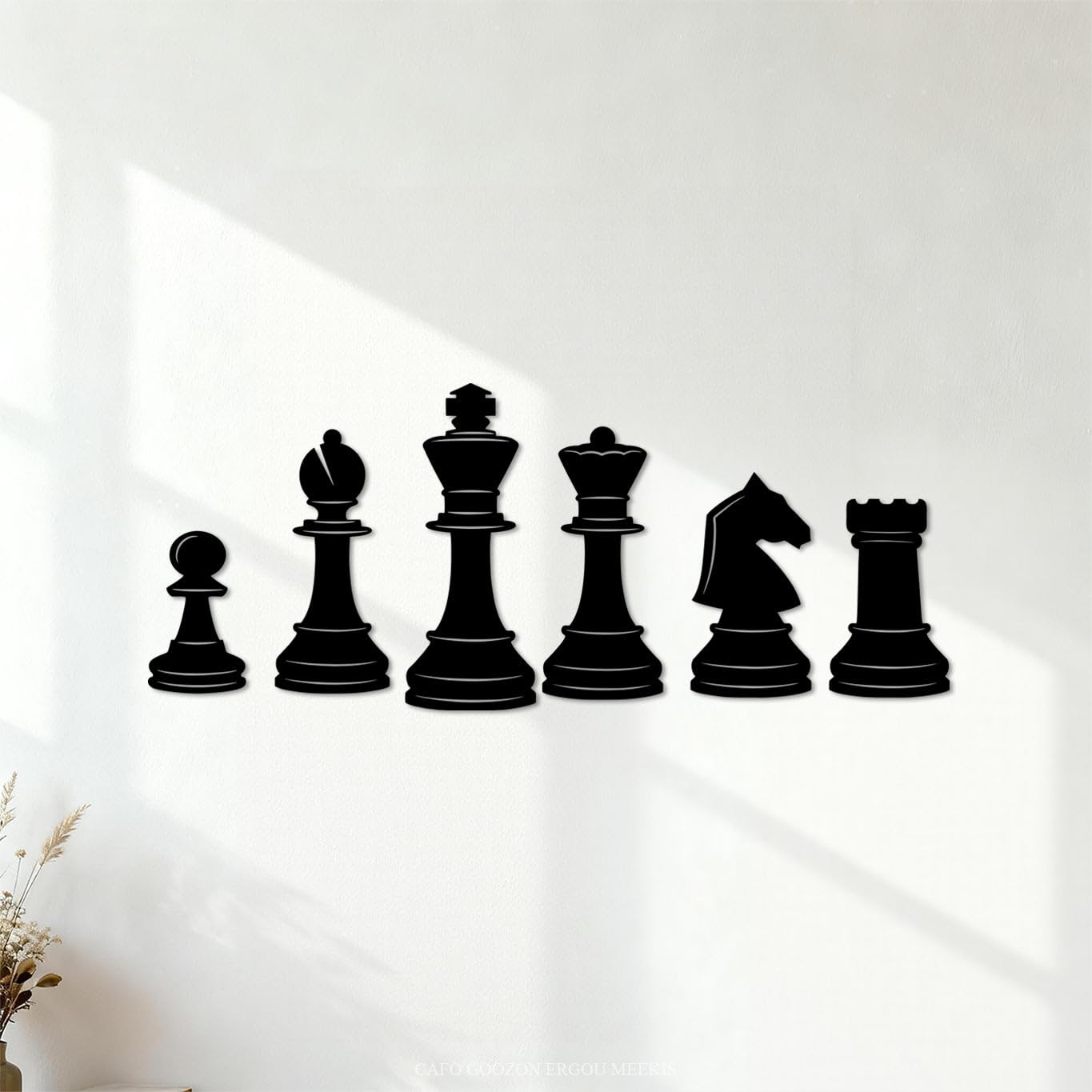Lettering Decals Image of Chess Pieces 48x117.3cm Multiple Size Options Black — image 1