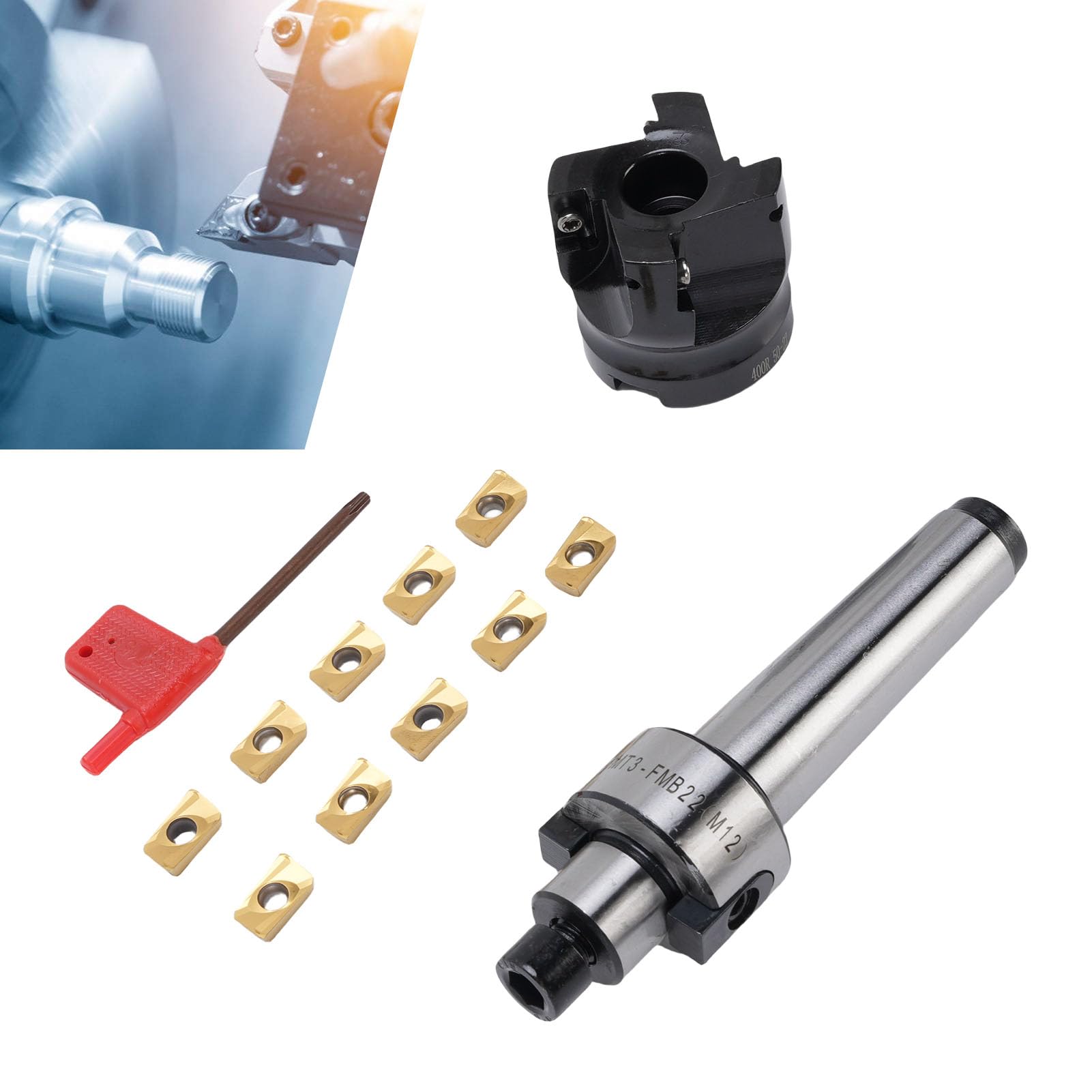 400R 50 22 Set di Frese Frontali, Set di Frese per Inserti in Metallo Duro, Utensili di Fresatura Indicizzabili Ad Alta velocità con 4 Taglienti, Ideali per Fresatrici e CNC