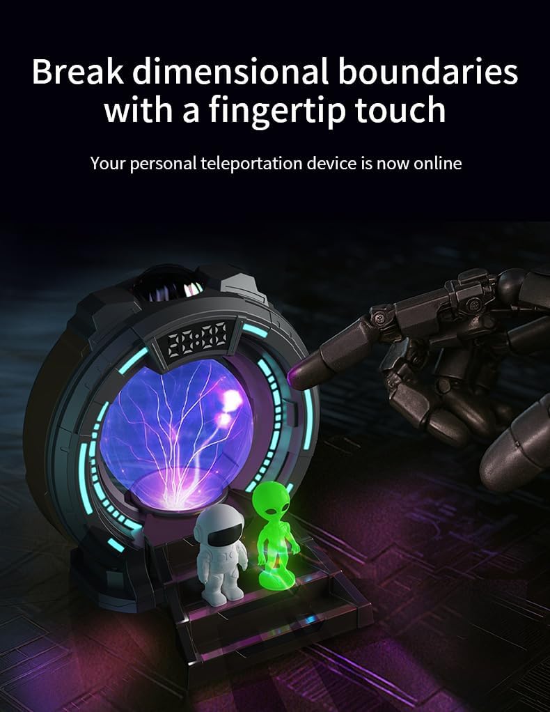 Northern Lights Projector, Space Portal Night Light, Astronaut Night Light Projector with Plasma Globe, Time Alarm Clock, White Noise, Music, Remote Control, Bedroom Decor&Christmas, Birthday Gift