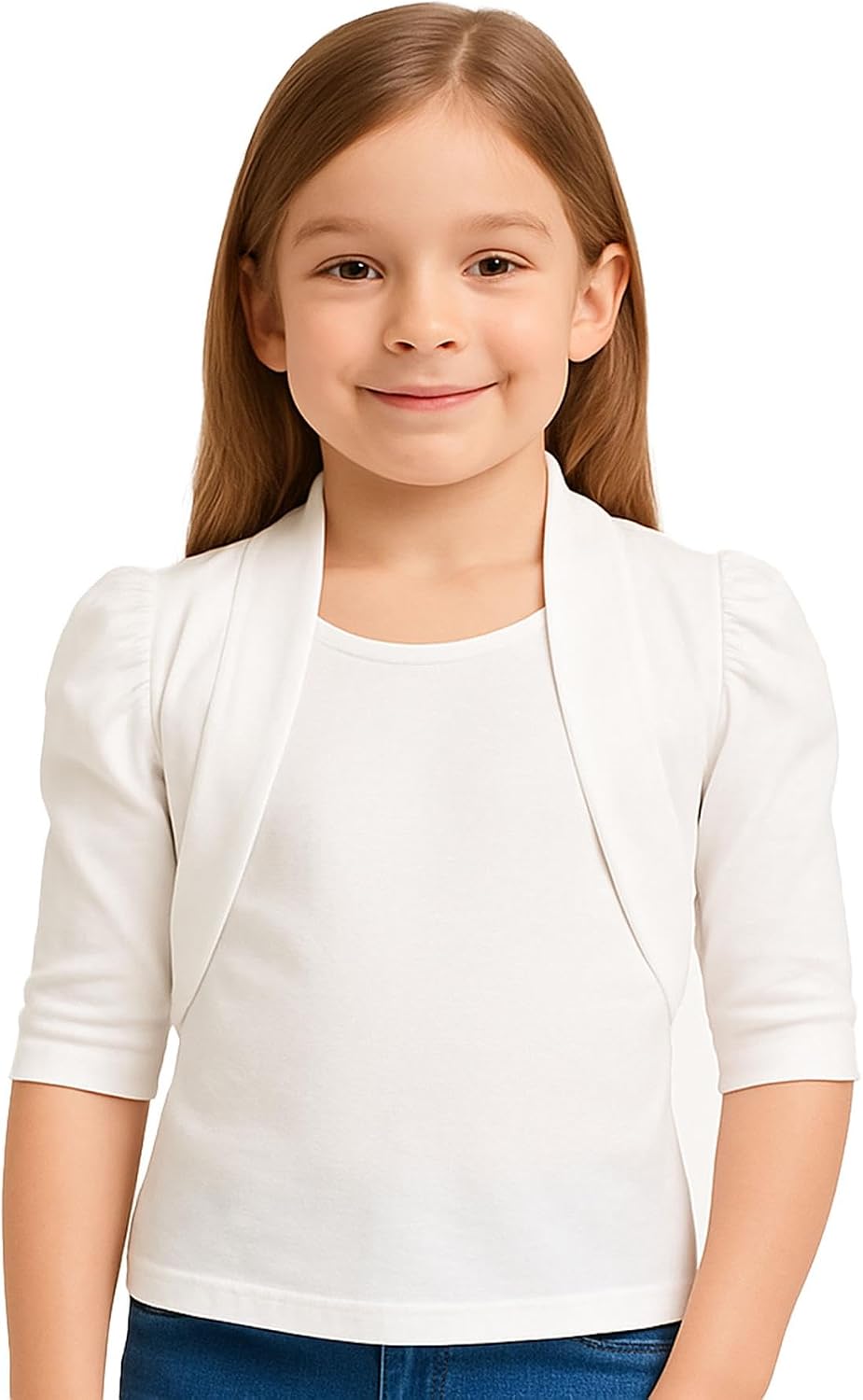 New Kids Girls Ruched Sleeve Stylish Shrug Bolero Cropped Cardigan 2-13 Years