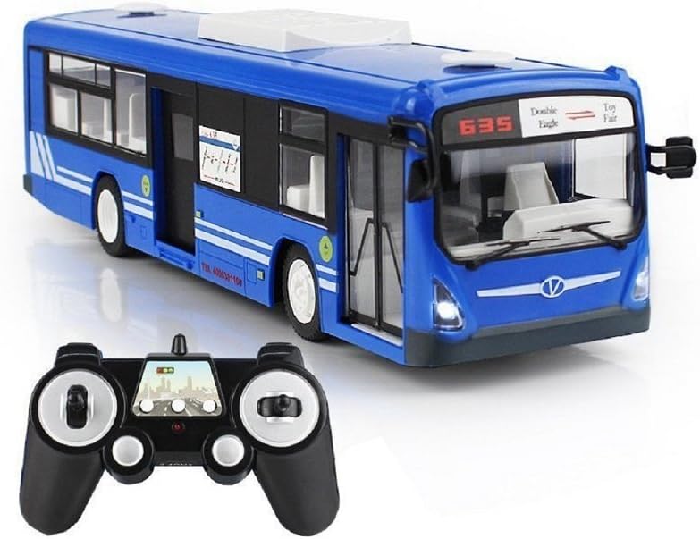 Aandyou RC Bus Toy, 2.4GHz 6 Channel Remote Control Bus Express City Bus School Bus with Realistic Sounds and Light Opening Doors Electric Toys for Kids
