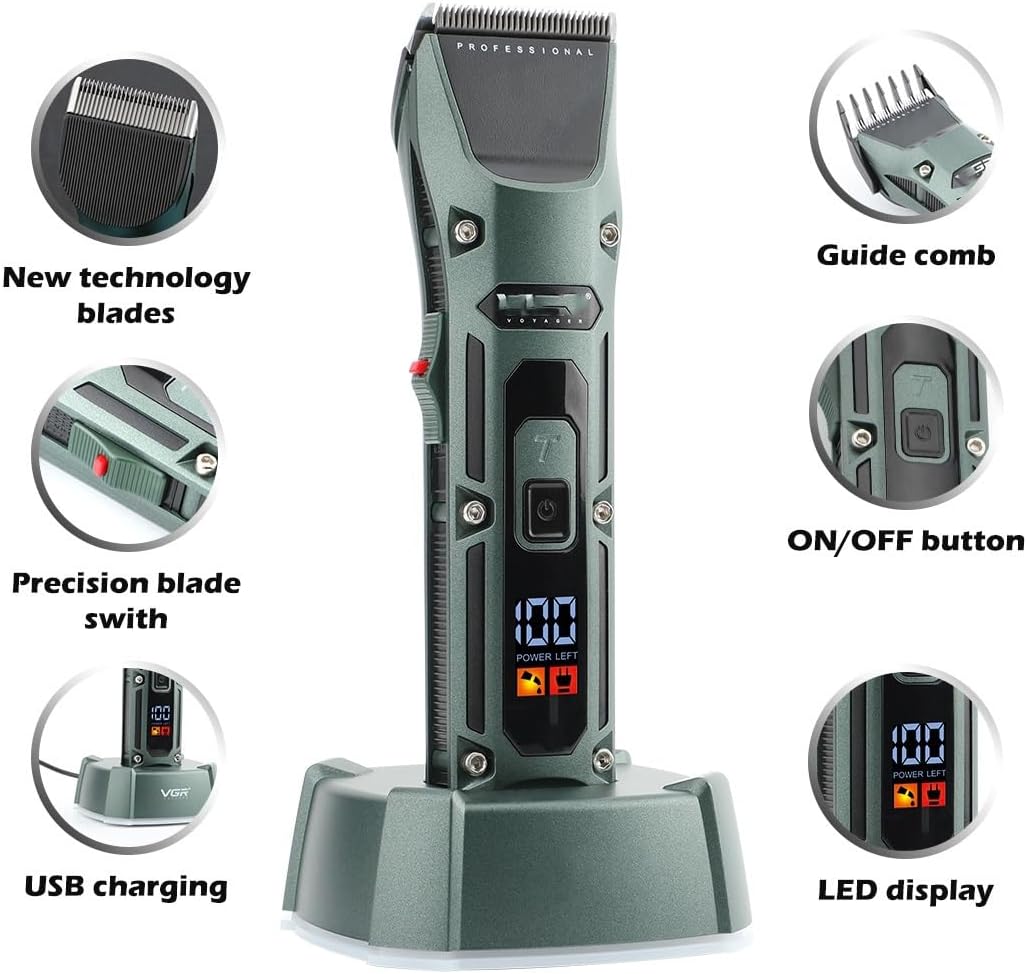 Hair Clippers for Men Clipper Professional TrRechargeable Cutting Machine Cordless with Charging Base for