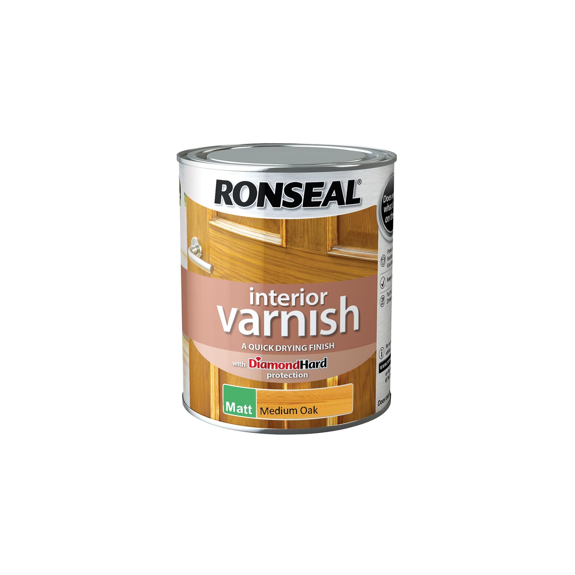 Ronseal 36863 Interior Varnish Quick Dry Matt Medium Oak 750ml