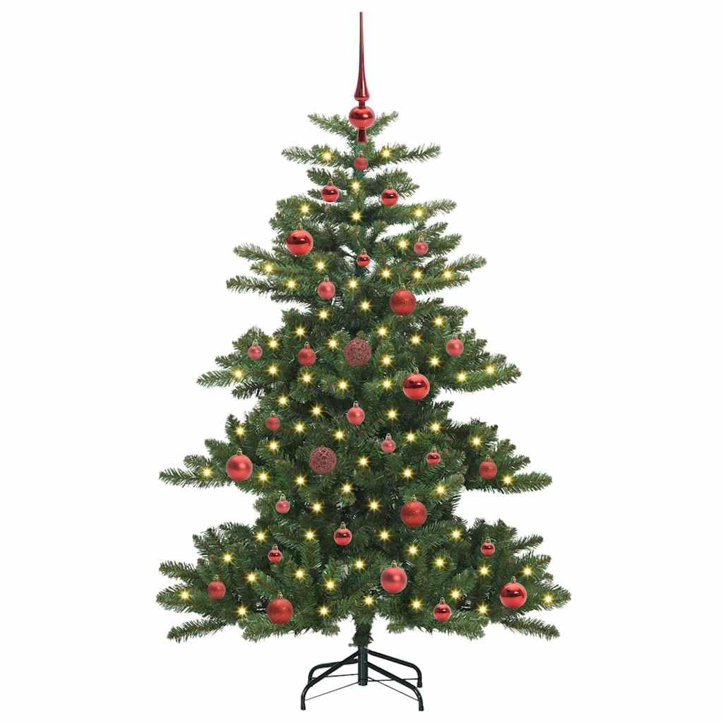 Künstlicher klappbarer Weihnachtsbaum Grün 150 cm, PVC und Stahl, mit 150 warmweißen LEDs, ideal für Festliche Innendekoration zu Weihnachten