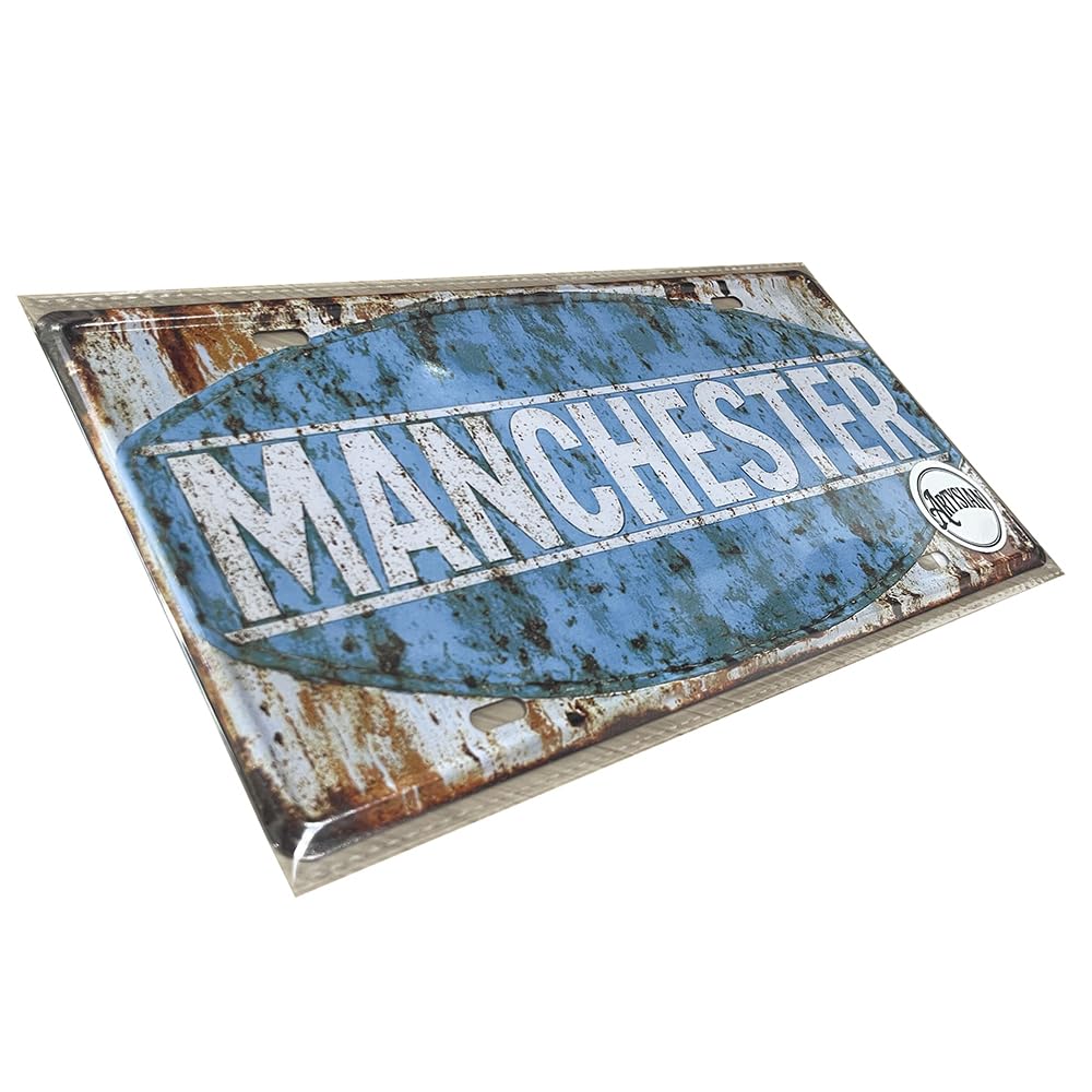 Blue Manchester Vintage Metal City Sign England landmark Metal Plaque 30X15cm
