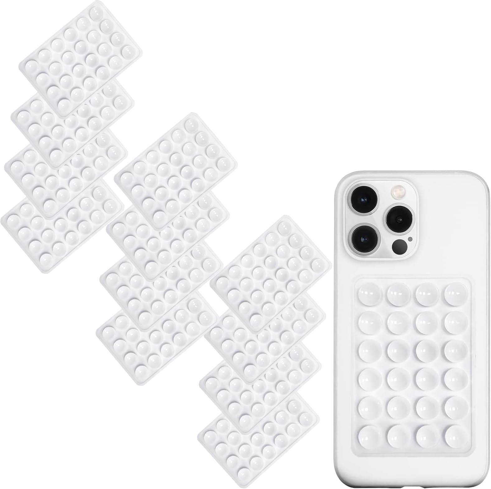 12 Pcs Silicone Suction Cup Phone Case - Mount Double Sided, Phone Accessories Hands-Free Strong Grip Holder for Selfies and Videos, Silicon Phone Stand for iPhone and Android