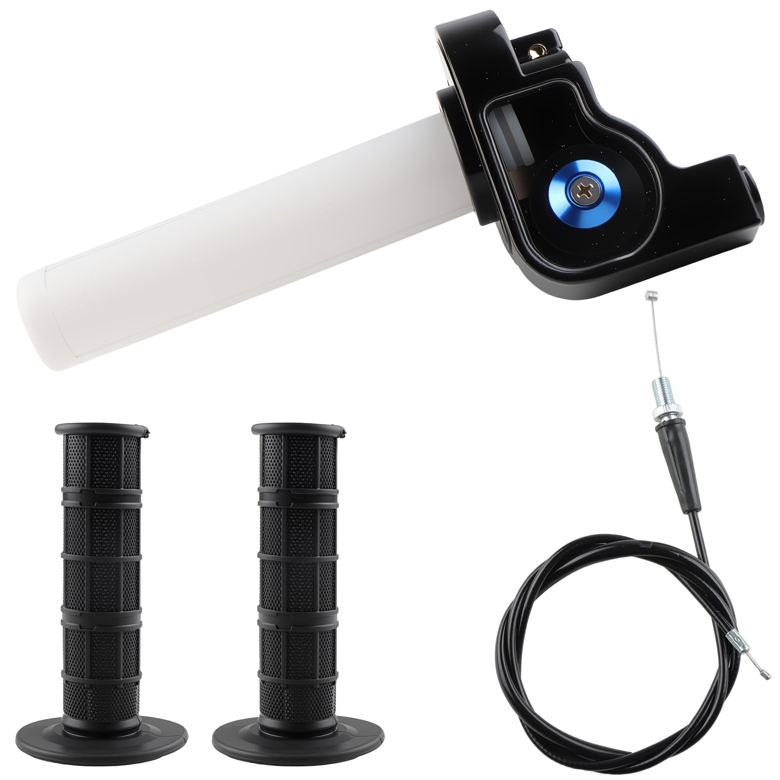Acelerador rápido para motocicleta Set Puño Giratorio Universal con Cable de acelerador de 1,2M Goma Kit de Accesorios de Carrera Corta para Yamaha Ciclomotor Dirtbike Mejora de Manillar Negro