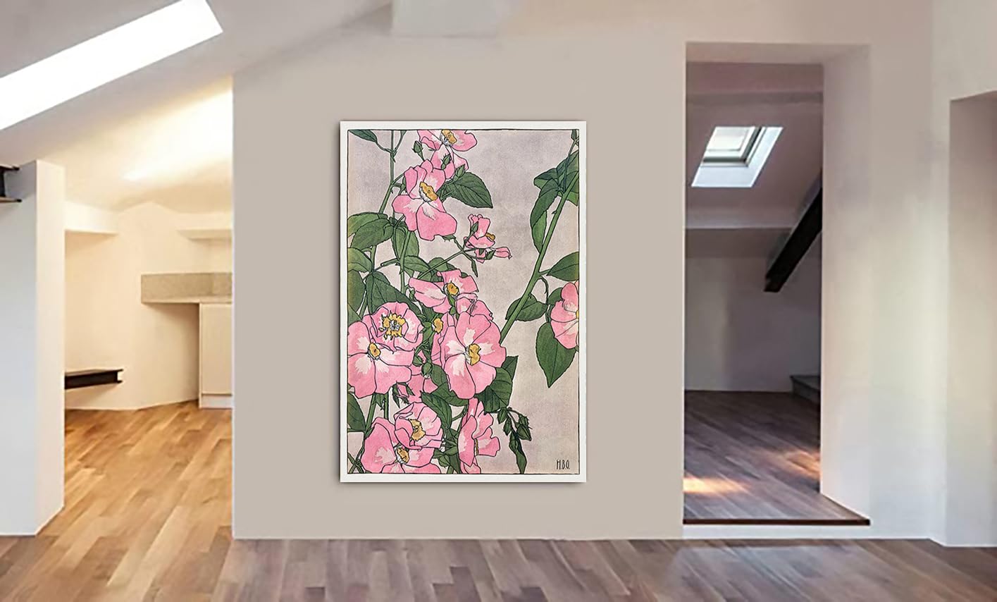 Amazon.com: Prairie Rose Floral Pink Wall Art by Hannah Borger