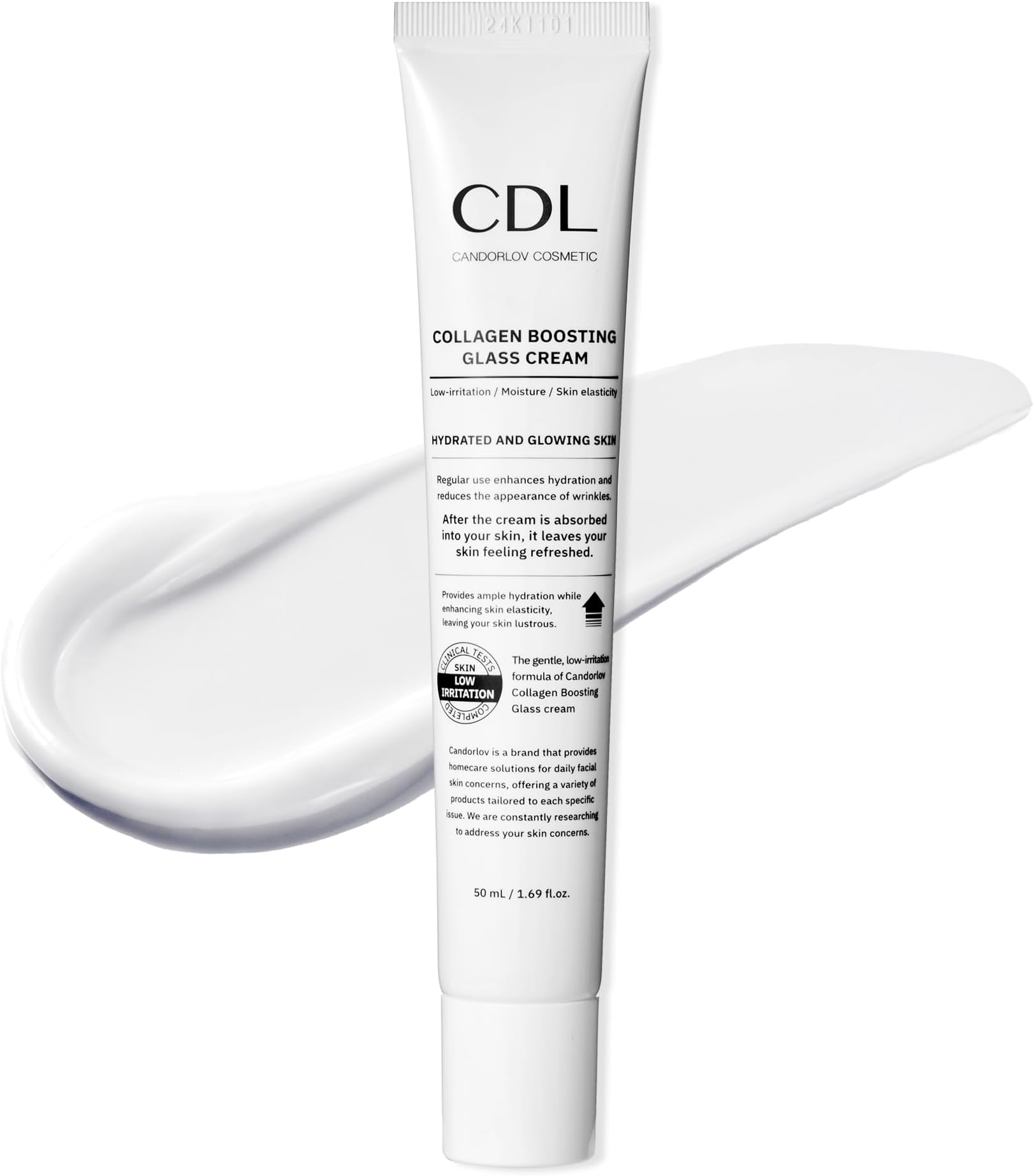 CANDORLOV CDL Collagen Boosting Glass Cream - Glass Skin 72 HR Moisturizer with PDRN & Hyaluronic Acid - Firming, Instant Elasticity Improving Korean Skin Care for All Skin Types, 1.69 fl. oz.