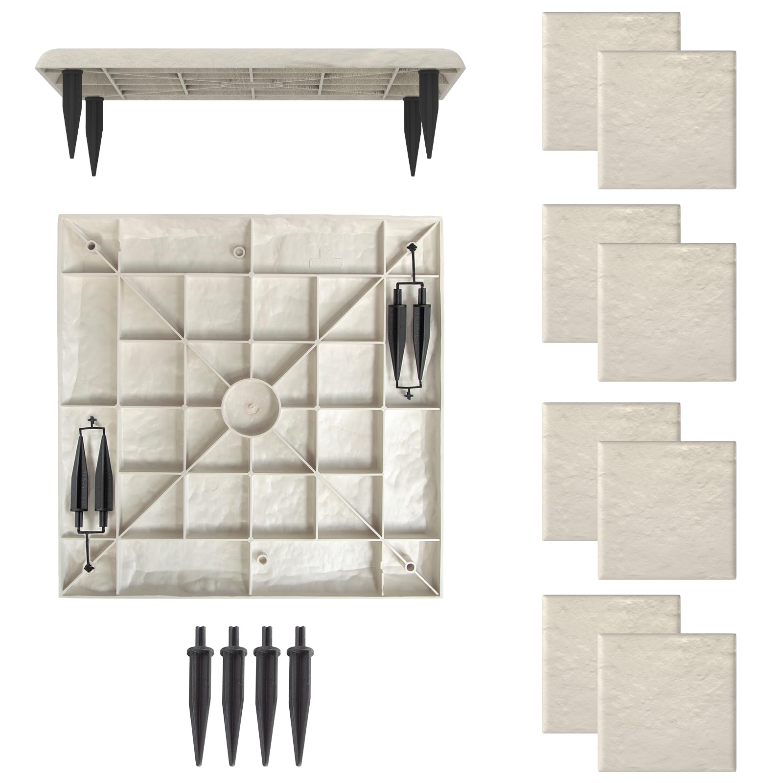 RELAX4LIFE 8 Pezzi di Pietre da Passo 39,5 x 39,5 cm, Tappeti Decorativi da Esterno con Picchetti, Blocchi di Paesaggio in PP per Giardino, Cortile, Sentiero, Passeggiata