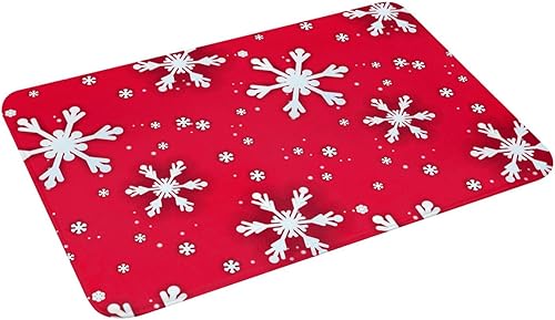 Miniatura 2 de Alfombra de baño de Navidad con copos de nieve, color rojo, antideslizante, para ducha, espuma viscoelástica suave, de 15.7 x 23.6 pulgadas,