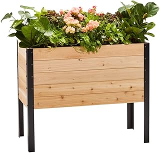 EARTH ELEVATED 100% Canadian Cedar Wood Elevated Garden Bed for Gardenin...