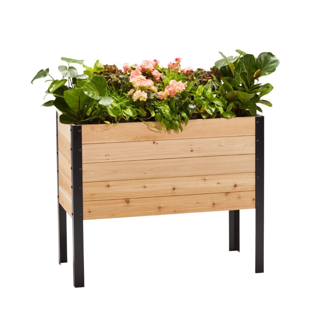 EARTH ELEVATED 100% Canadian Cedar Wood Elevated Garden Bed for Gardening - Planter Pot to Grow Herbs Flowers, and Vegetables at Home Indoor and Outdoor Patio Balcony Deck - 18" x 36" x 30"