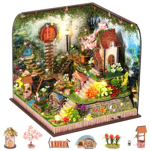 DIY Miniature House Kit, Forest Book Nook Kit with Music, 3D Wooden Puzzles for Adults, Dollhouse...
