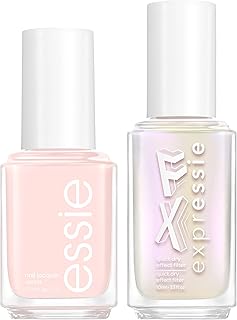 essie Nail Polish Glazed Donut Bundle, Mademoiselle, Sheer Pale Pink Nail Polish 0.46 fl oz + Expressie Iced Out FX, Pearl...