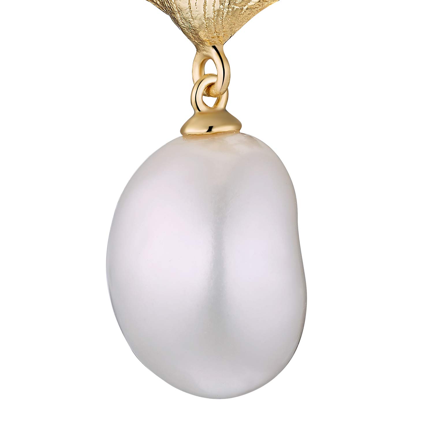 NOELANI - Pendientes para Mujer en Plata 925 - Chapados en Oro/Dorado - Con Perlas - Pendiente Colgante de Concha - NOE-E0005