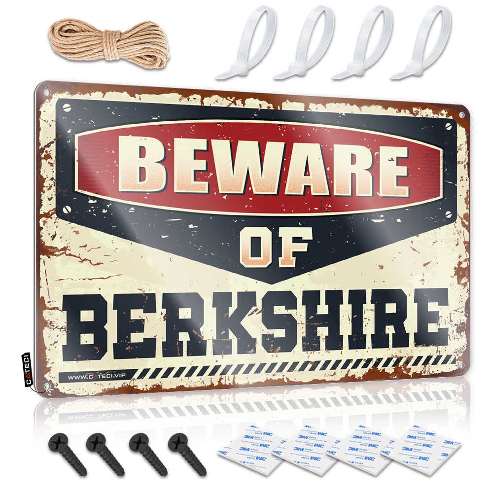 STWNVOITV Funny Home Sign Beware Of Berkshire Sign Dorm Room Door Sign Signs For Man Cave(30X40CM)