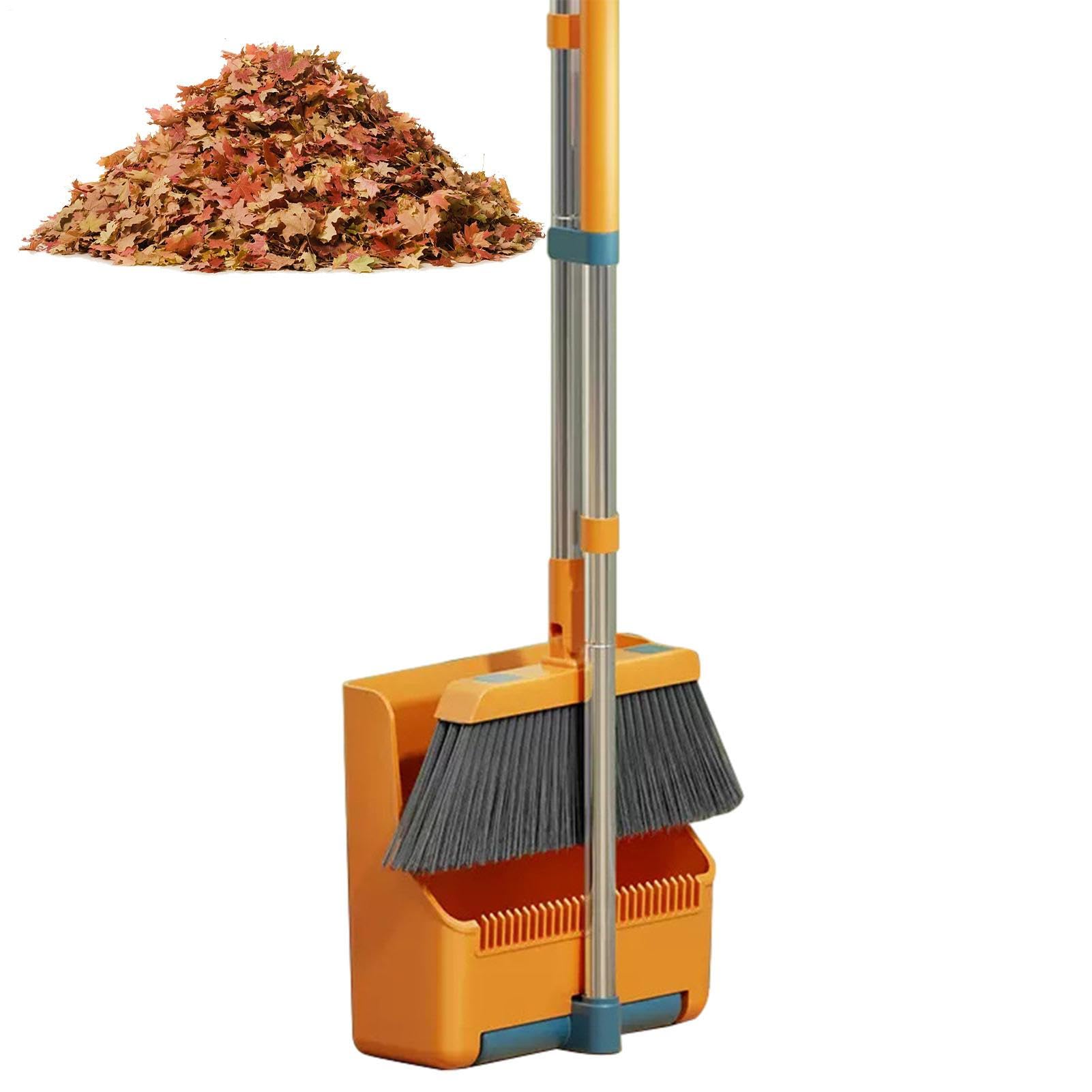 Generisch Escoba con recogedor, recogedor de pie con combinación de escoba | giratoria de 180 grados, combinación ligera para dormitorio, jardín, cocina, garaje, comedor