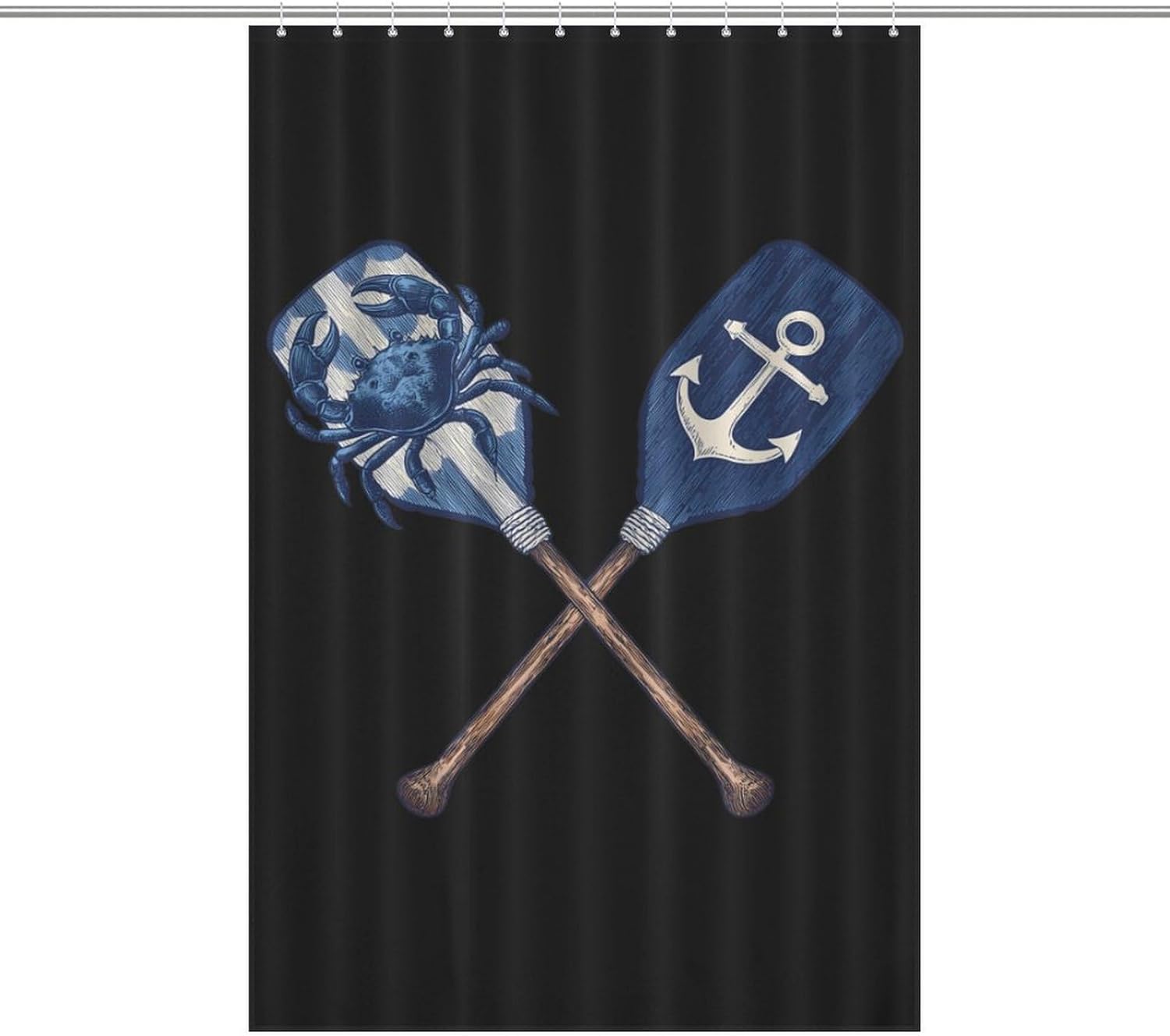 Navy Blue and White Oar Shower Curtain 46.85x70.87Inch（119x180cm） Polyester Bath Curtain Shower Curtains Printed Decorative
