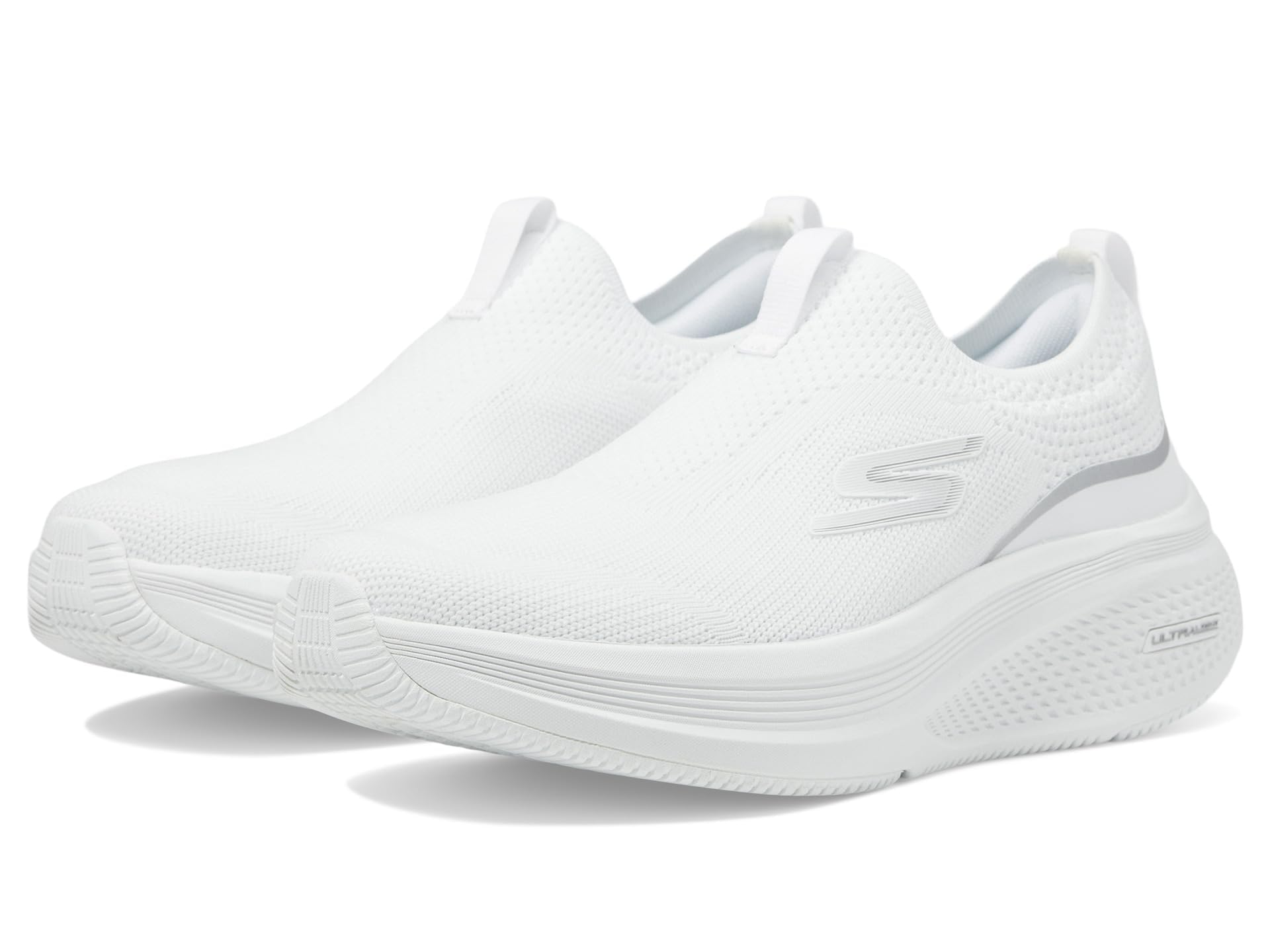 Skechers Women's Go Run Elevate 2.0 Cadena Sneaker, White Textile/Silver Trim, 7 UK