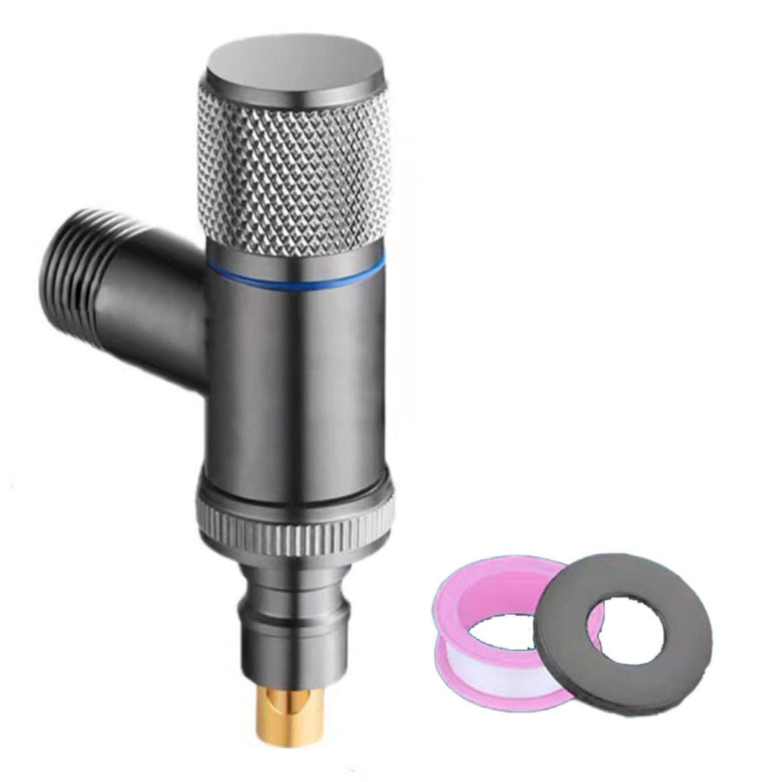 CMBSSTFC Rubinetti per Lavatrice in Rame Rubinetto per Scarico Acqua Singolo in Ottone Cromato a Parete Fredda Cromato Opaco(Argento)